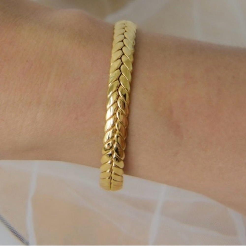 Simple Wheat Spike Stainless Steel Cuff Bracelet